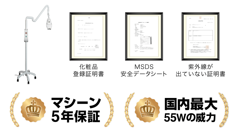 マシーン5年保証・国内最大55Wの威力