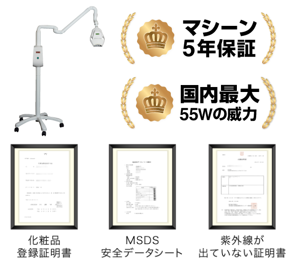 マシーン5年保証・国内最大55Wの威力